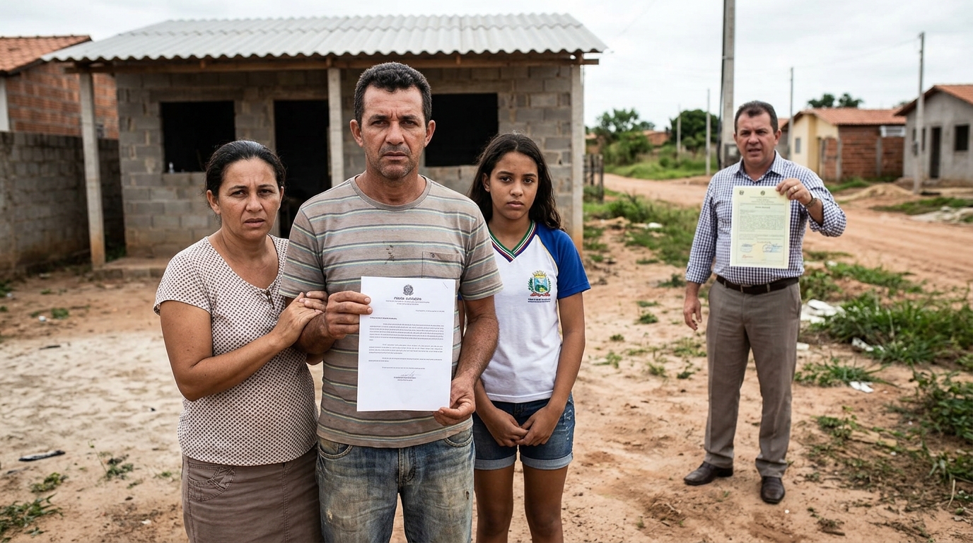 Família constrói casa de R$ 80 mil em lote cedido de boca por parente, mora por 7 anos e quando tenta regularizar descobre que o terreno foi vendido para terceiro e não tem nenhum papel que prove o acordo