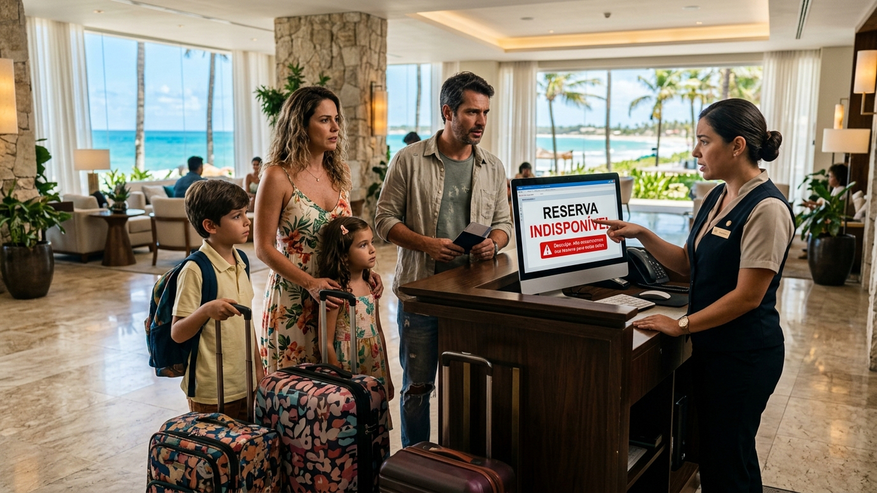 Família chega a hotel na praia com reserva paga, recepcionista alega lotação para oferecer 1 quarto inferior e empresa responde por falha grave