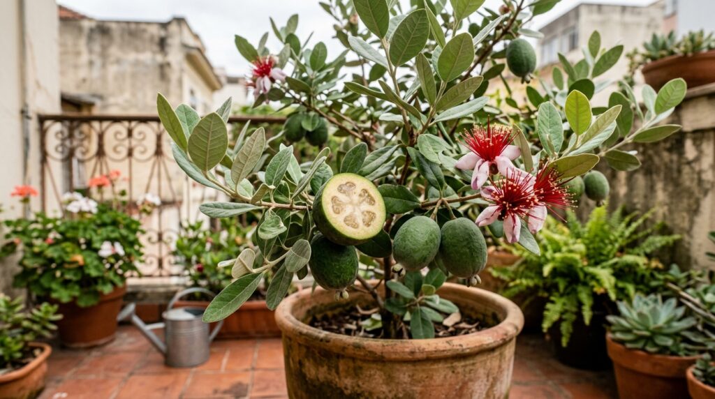 Essa fruta brasileira tem sabor de abacaxi com goiaba, pode ser plantada até em vasos , chega a 5 metros de altura e enche o quintal de sombra