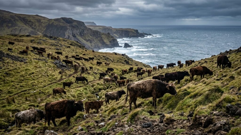 Cinco vacas foram deixadas sozinhas em uma ilha no meio do oceano e, mais de um século depois, seus descendentes já formavam um rebanho com quase 2 mil animais