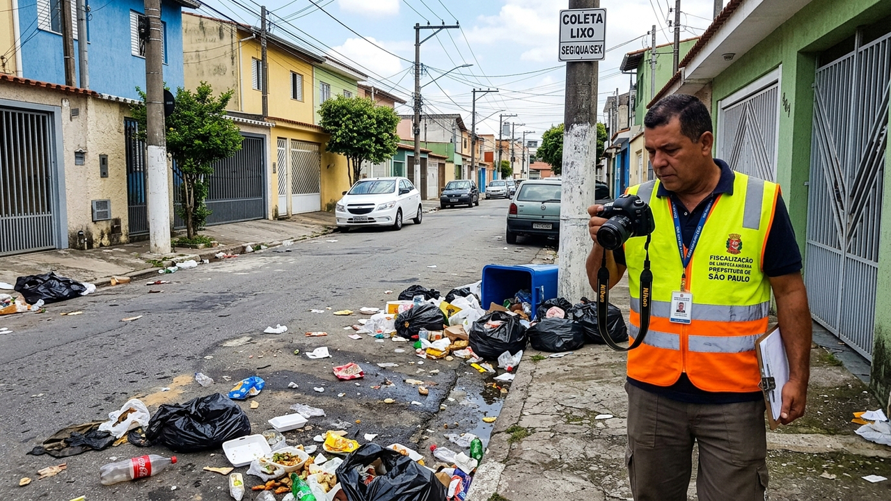 Morador descarta sacos de lixo na calçada com 2 dias de antecedência, cães rasgam as embalagens e fiscalização aplica multa de limpeza urbana