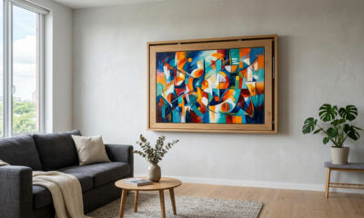 O segredo para organizar salas pequenas: o modelo dobrável de mesa de jantar que vira um quadro decorativo na parede quando não está em uso