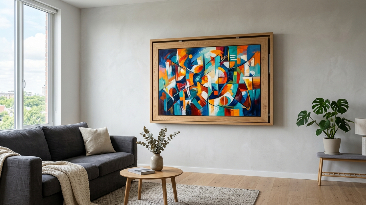 O segredo para organizar salas pequenas: o modelo dobrável de mesa de jantar que vira um quadro decorativo na parede quando não está em uso