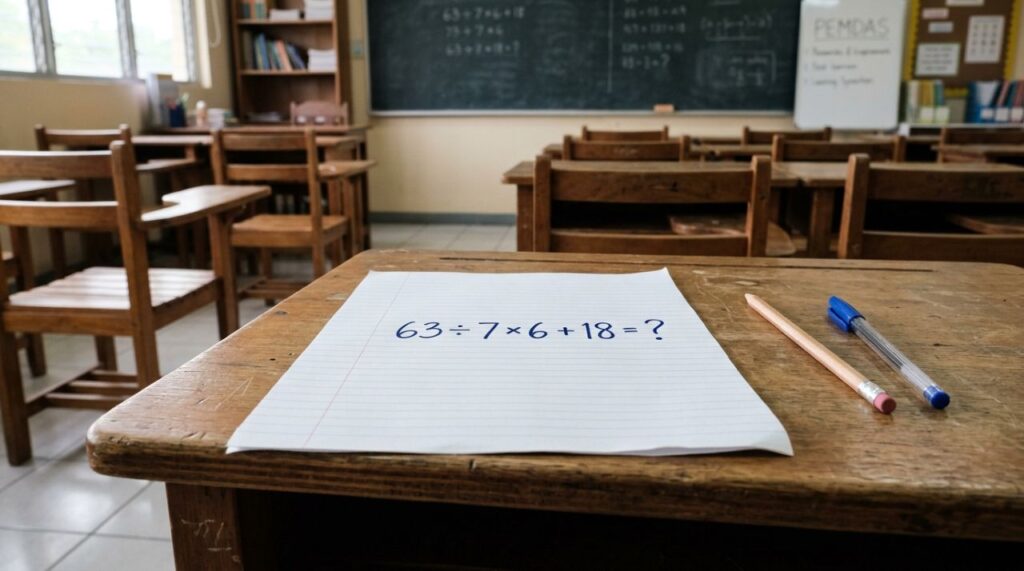 Resolva 63 ÷ 7 × 6 + 18 e prove que sua memória matemática está afiada