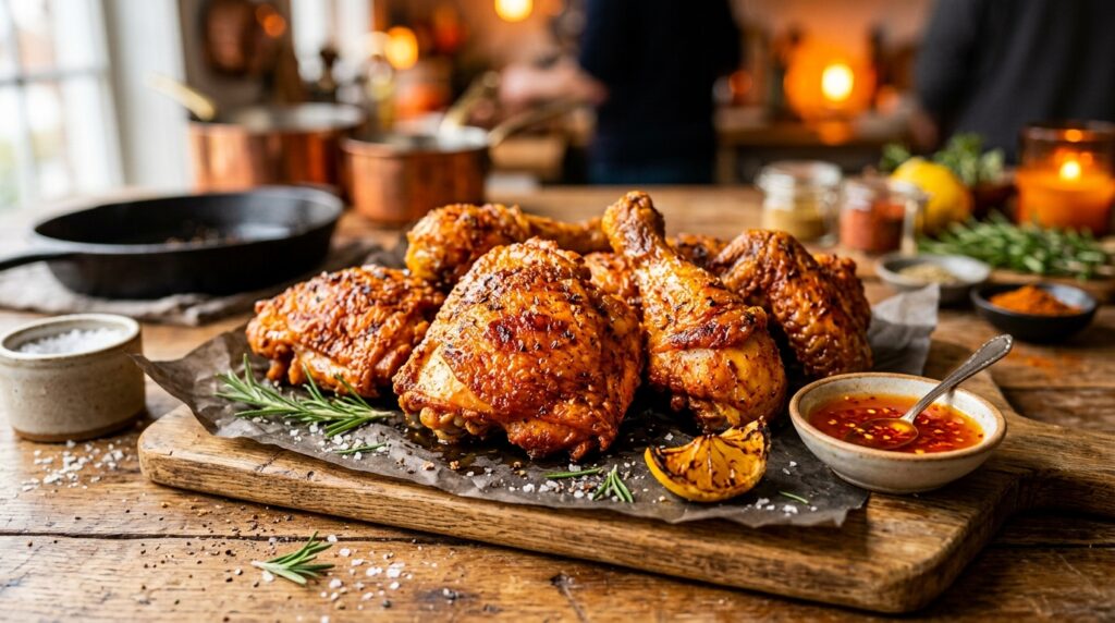 Aprendi com a vizinha: para fazer o frango frito crocante, não precisa empanar. A técnica de restaurantes deixa a casquinha perfeita sem usar farinha