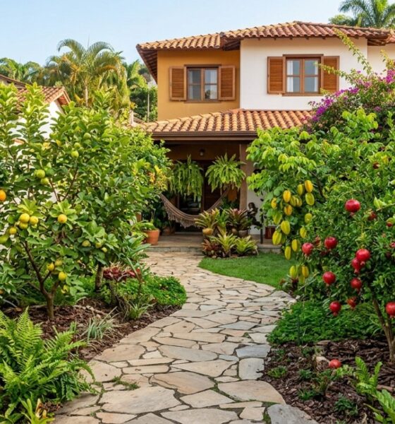 6 árvores frutíferas com raízes que não estragam o piso do quintal, ideais para espaços pequenos