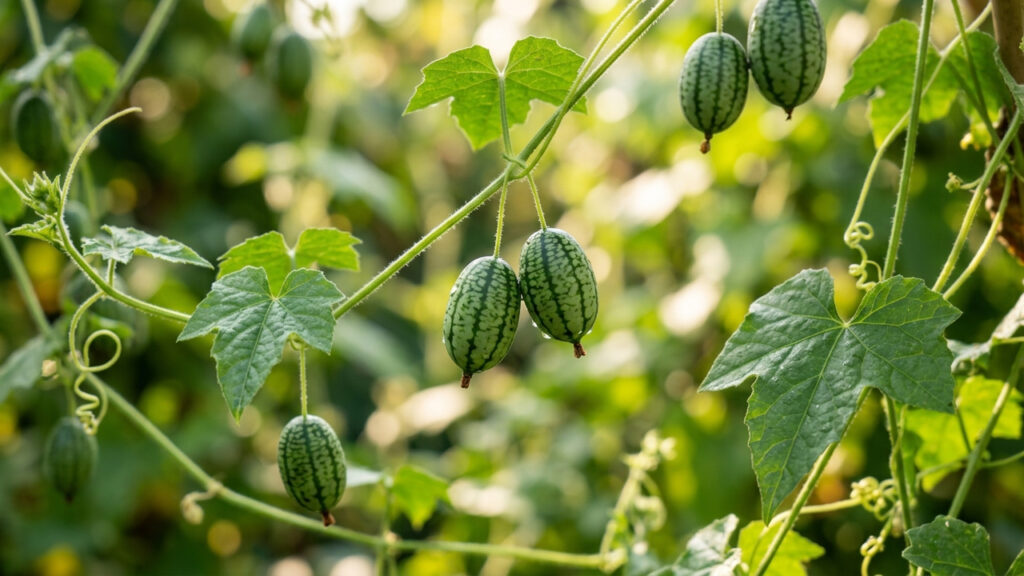 Adeus melancia gigante: essa fruta de cor verde-clara e casca listrada cabe na palma da mão e tem um gosto refrescante de pepino azedo