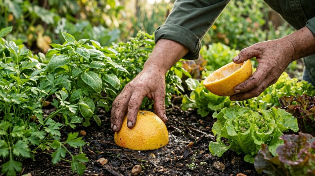 Use as cascas de toranja para afastar lesmas e caracóis do jardim
