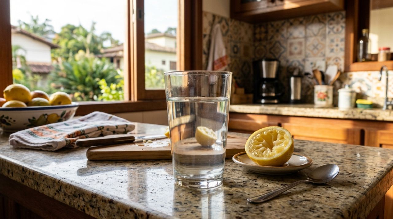 Tomar 200 ml de água morna com o suco de meio limão, logo ao acordar, “ativa” o sistema digestivo e reduz o estufamento abdominal após os 40 anos