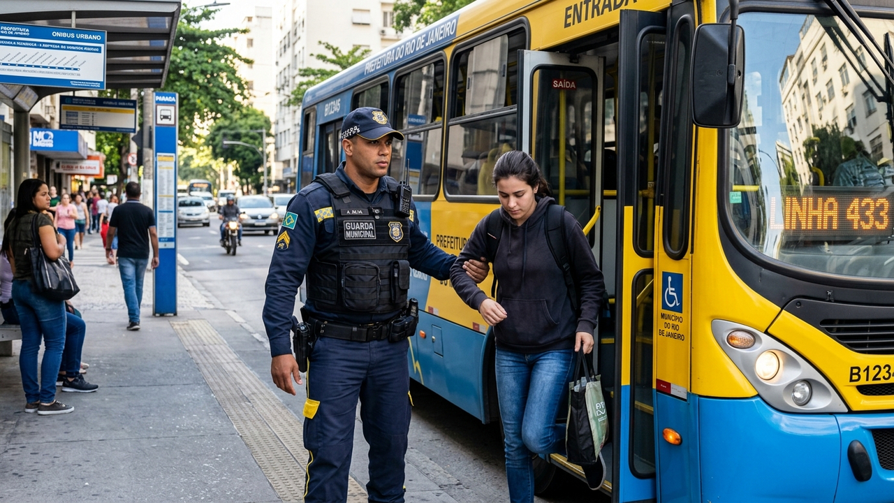 Passageiro assiste a vídeos em som alto dentro de ônibus municipal e motorista para o veículo para exigir a retirada do usuário com a guarda