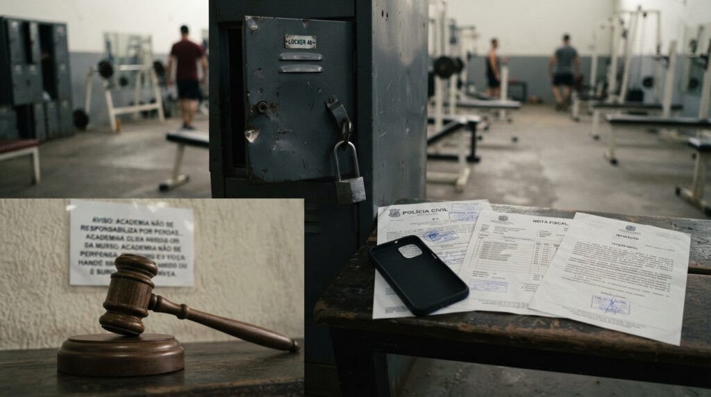 Aluno tem celular de R$ 6.000 furtado de armário trancado na academia e estabelecimento é obrigado a indenizar o valor após juiz invalidar placa de isenção de culpa