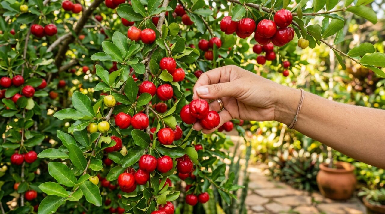 Plantei essa árvore no quintal só para ter sombra, mas ela cresceu até 3 metros sem levantar o piso, começou a dar fruta em 8 meses e hoje rende vitamina fresca para a família inteira o ano todo