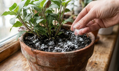 Esse pó branco da cozinha elimina o mofo da terra do vaso em menos de 1 hora: o truque simples com ação fungicida para plantas