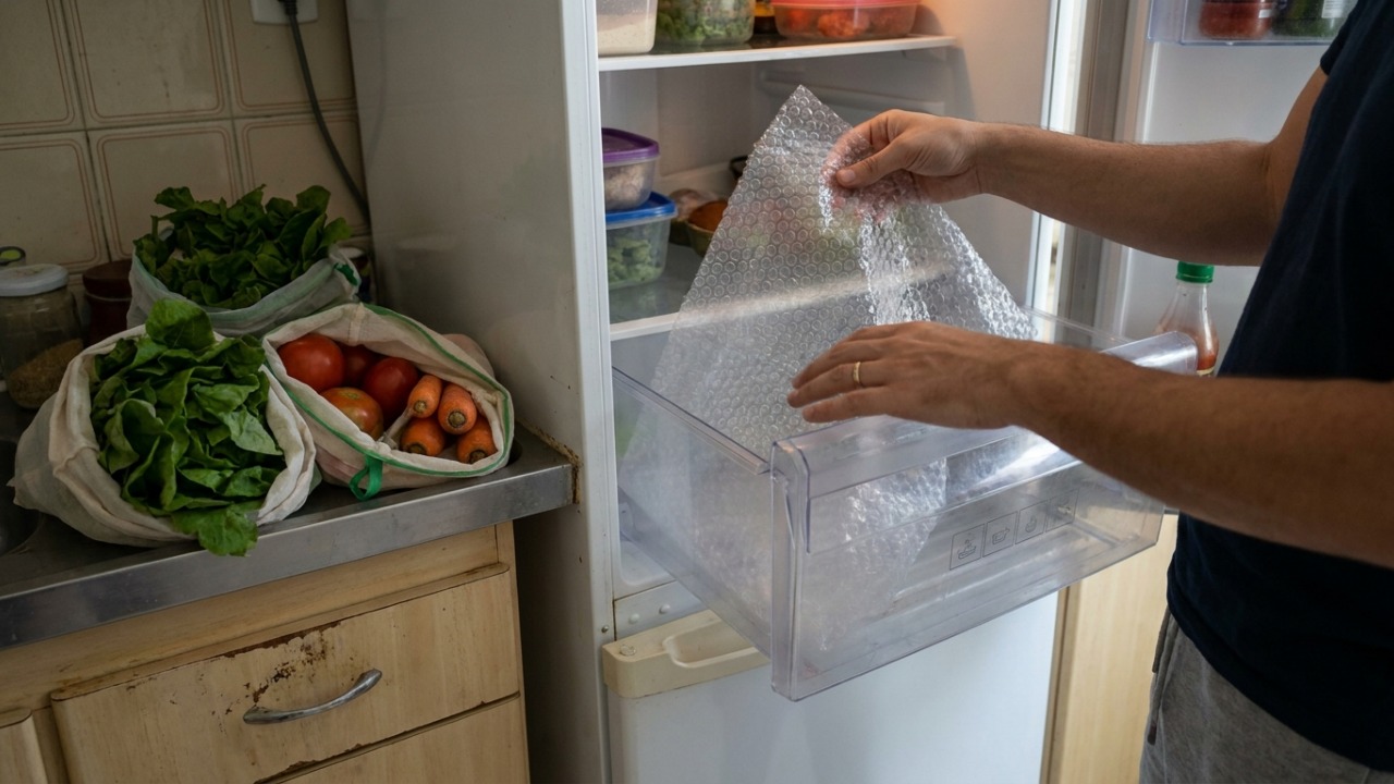 Não jogue fora o plástico bolha da entrega: coloque na geladeira e evite desperdício de alimentos