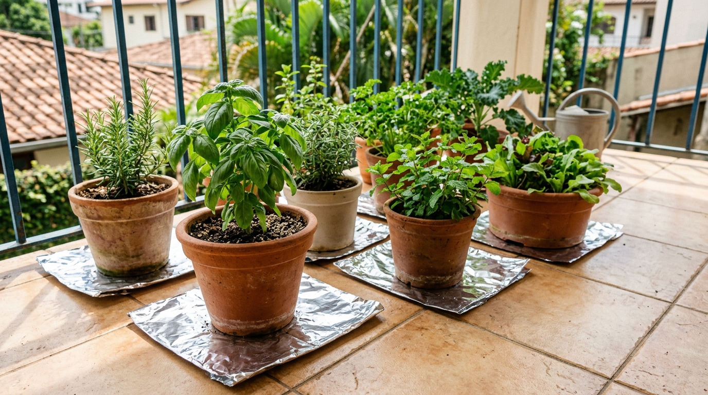 Por que é recomendável colocar papel alumínio sob os vasos no verão? Um truque espanhol para o seu jardim