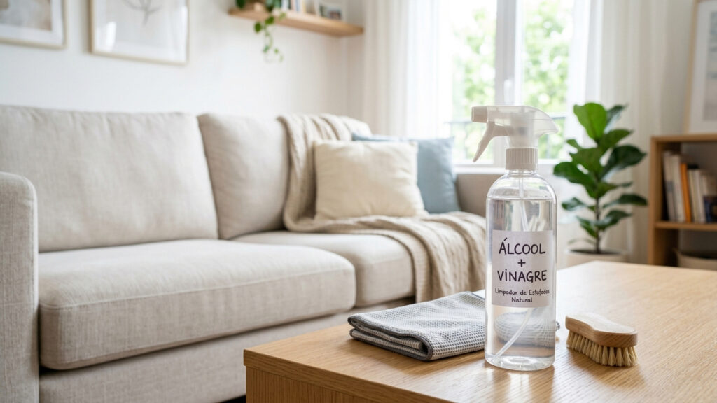 Mistura de álcool com vinagre branco: para que serve e por que funciona para limpar o estofado do sofá a seco sem estragar o tecido