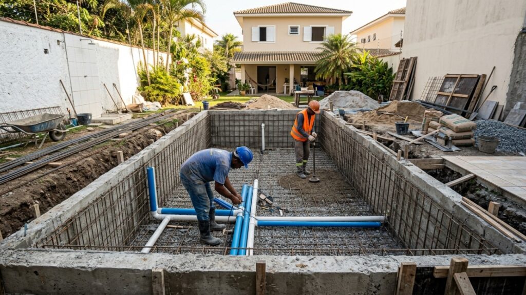 Quanto custa construir uma piscina de 6 por 3 metros e quais despesas vão além da escavação e do revestimento