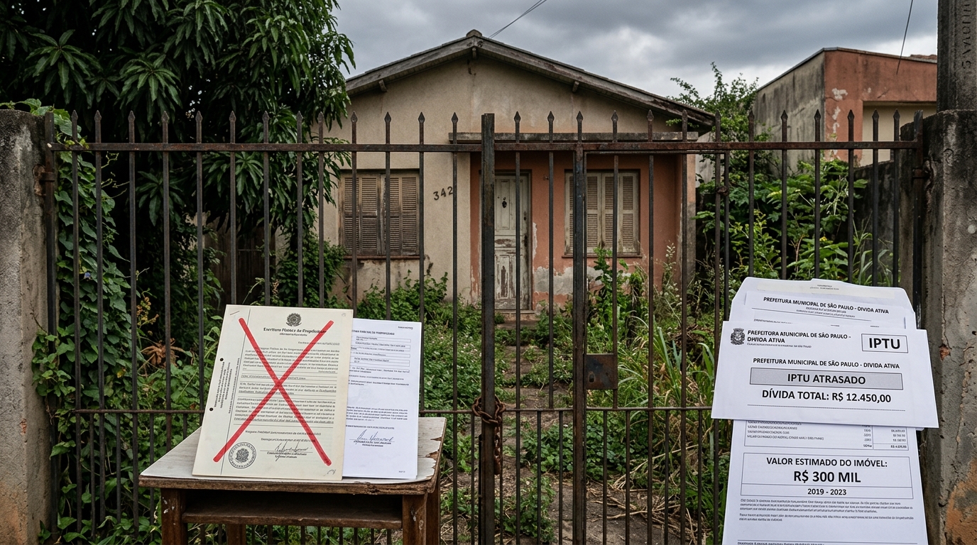 Homem deixa uma casa herdada fechada e sem manutenção por anos, acumulando 5 anos de IPTU atrasado, ignora todas as notificações da prefeitura e acaba perdendo o imóvel de R$ 300 mil, que é transformado em moradia popular