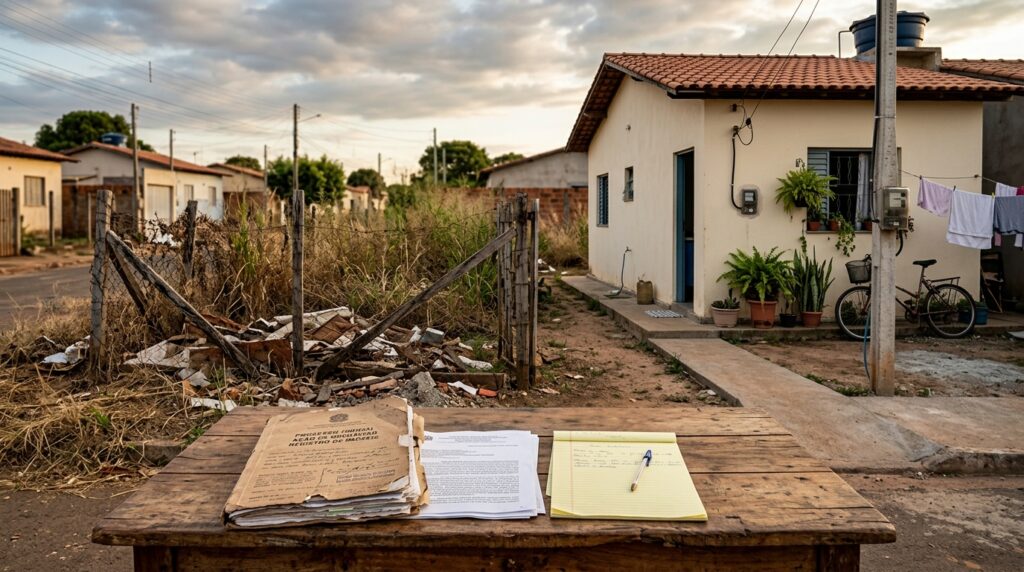 Família mora há mais de 5 anos em terreno abandonado, gasta R$ 80 mil para construir uma casa, mas o dono aparece exigindo a saída imediata e a família vai à justiça