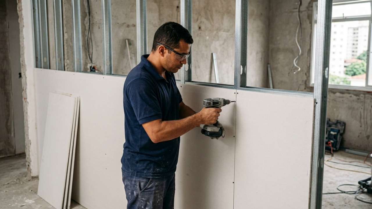 Como fazer uma parede de drywall do zero sem deixar a estrutura torta ou frágil