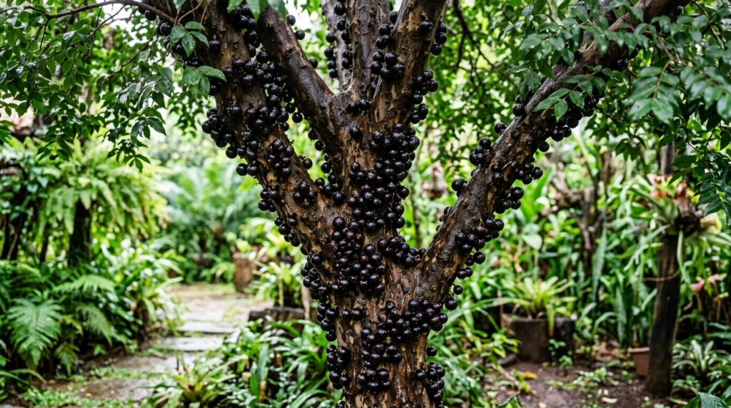 Essa fruta preta nasce grudada no tronco, tem casca rica em antocianinas e pode produzir frutos mais de duas vezes por ano