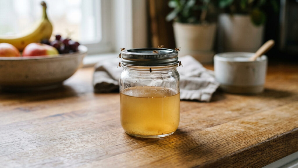 Mistura de vinagre de vinho branco com açúcar refinado: para que serve e por que funciona para capturar mosquinhas na cozinha em uma noite