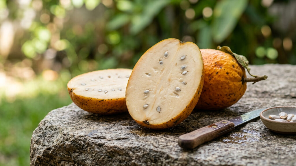 Essa fruta nativa do cerrado tem sabor de cocada cremosa e até o tronco da árvore é usado para fazer doces caseiros deliciosos na fazenda