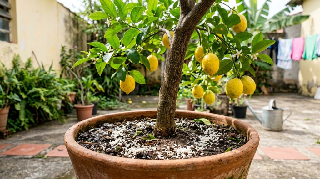 Colocar arroz cru na terra ao redor do limoeiro: por que isso ajuda a árvore a dar mais frutos e crescer mais saudável