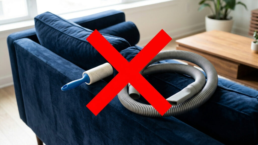 Sem rolo adesivo caro, nem aspirador de pó: a melhor forma de tirar pelos de pet do sofá de veludo usando apenas uma espátula macia