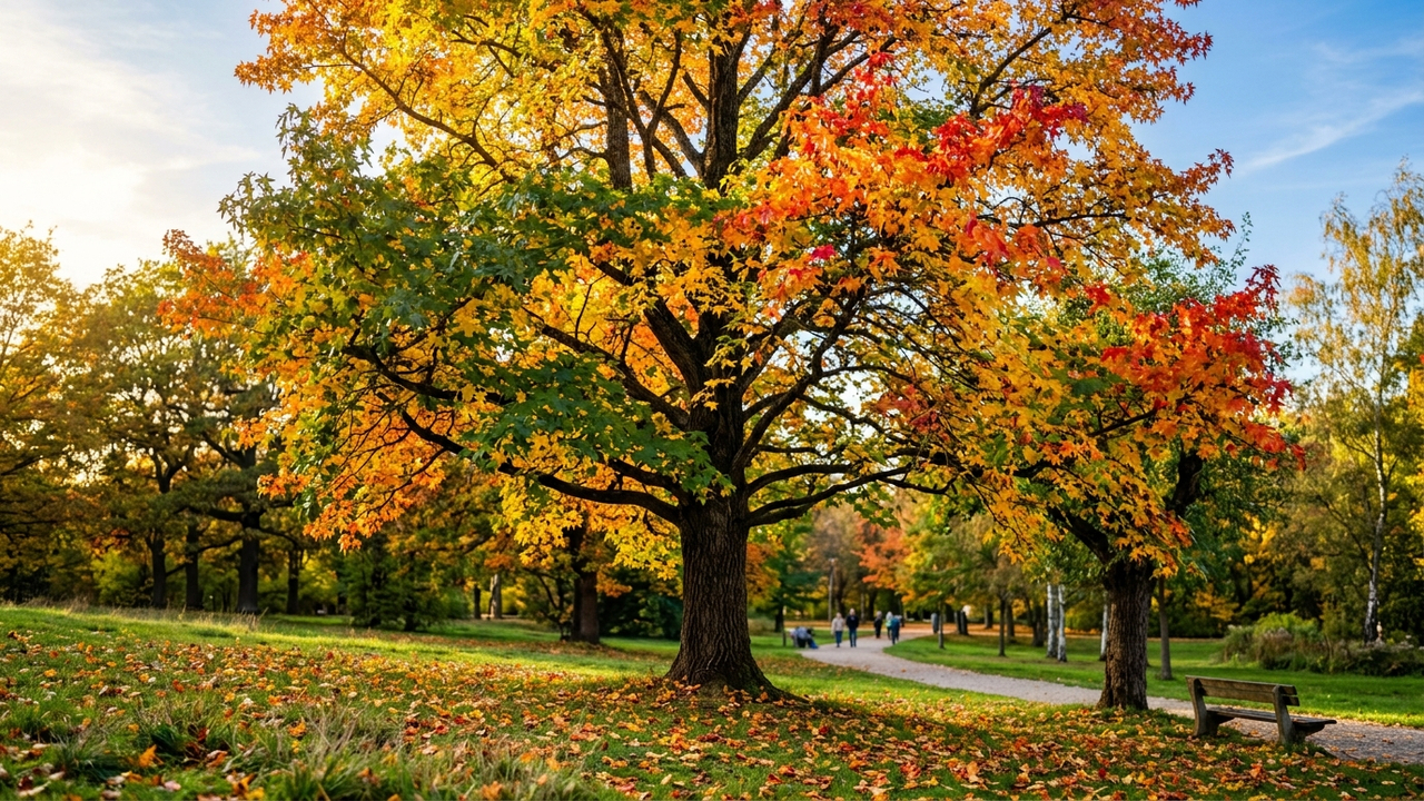 Essa árvore ornamental muda de cor de forma espetacular nas quatro estações do ano: passa do verde ao amarelo brilhante, laranja e vermelho-fogo