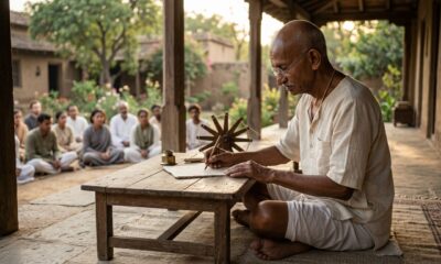 Reflexão de Mahatma Gandhi sobre a felicidade: "A felicidade é alcançada quando o que se pensa, diz e faz está em harmonia."