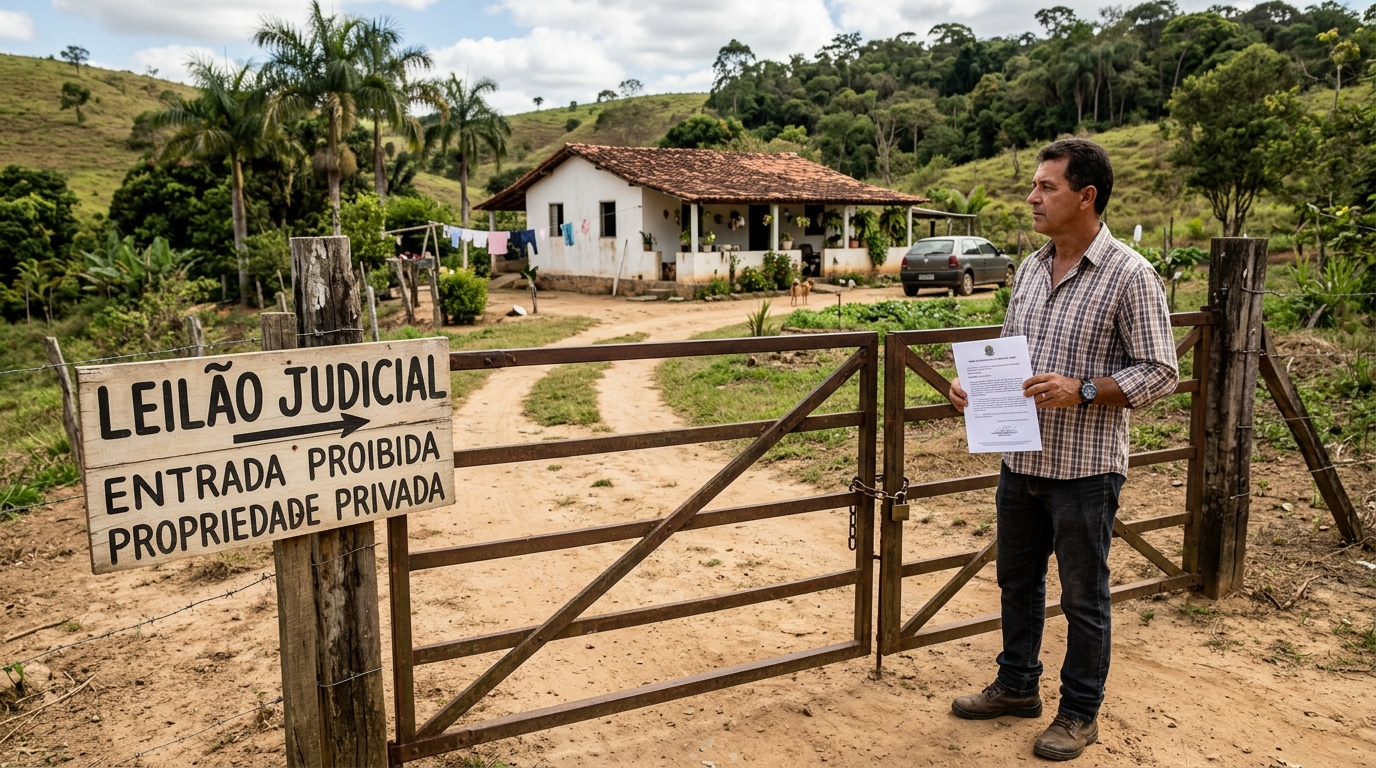 Fazendeiro compra terreno em leilão por R$ 110 mil achando ter feito um ótimo negócio, mas descobre que o antigo morador se recusa a sair e a desocupação vira uma batalha judicial de anos