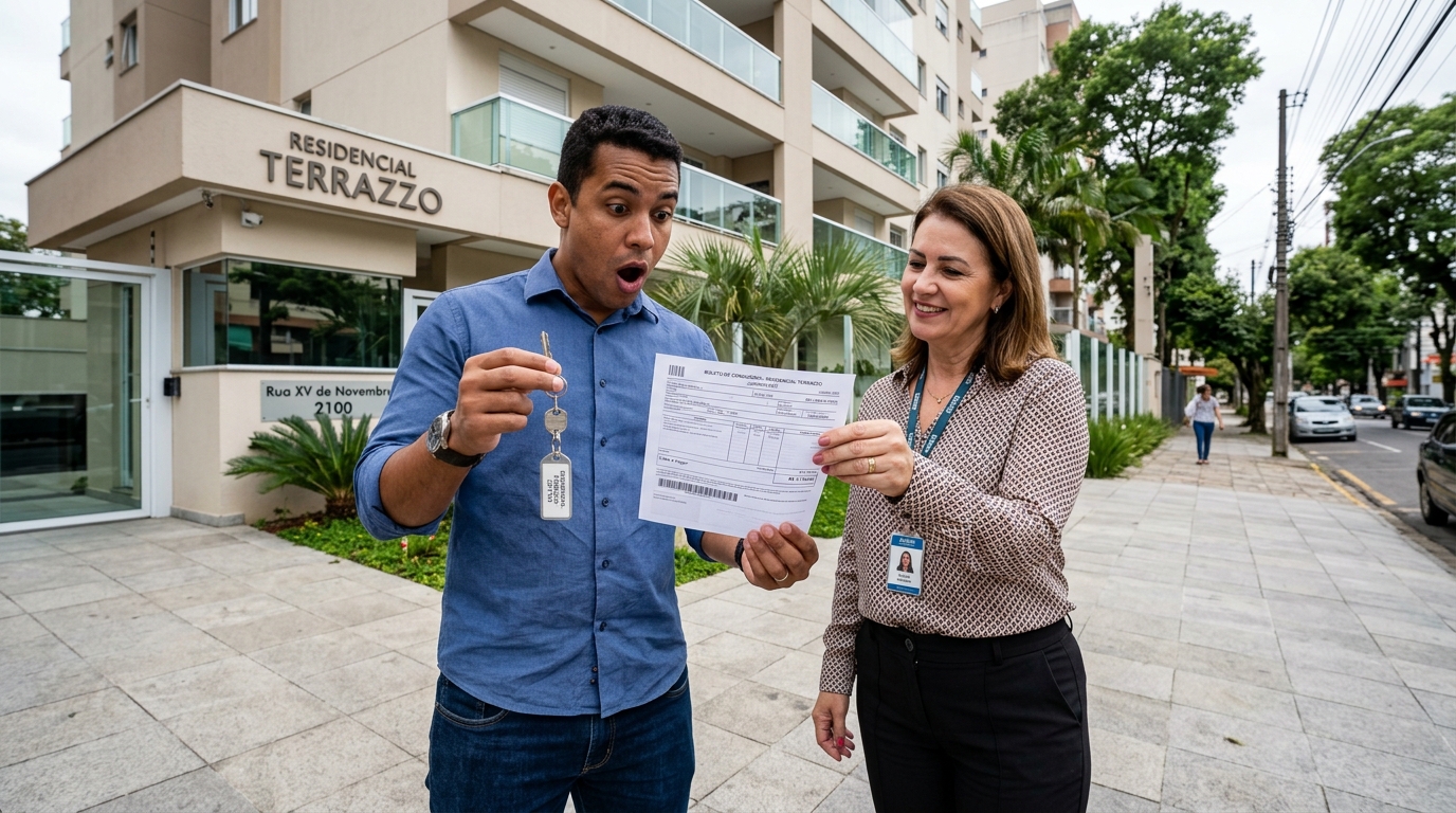 Homem arremata imóvel em leilão da Caixa por R$ 90 mil achando ter feito o negócio da vida, mas ao receber as chaves descobre uma dívida de condomínio de R$ 40 mil que a lei manda ele pagar