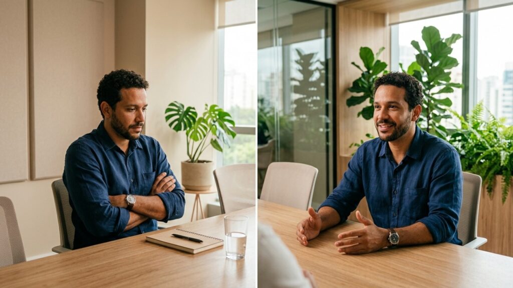A psicologia diz que cruzar os braços ao falar não é apenas costume, mas pode revelar insegurança e desconforto