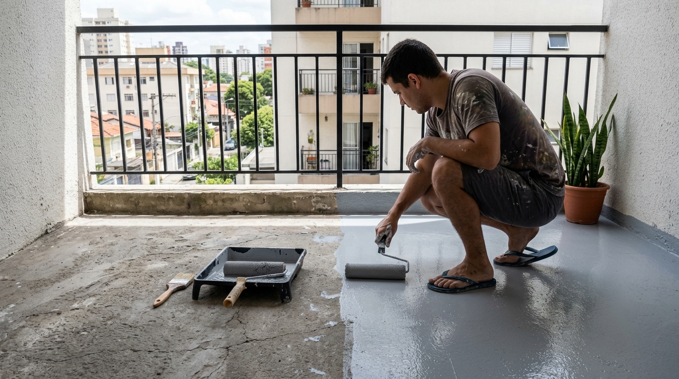 Como pintar um piso de concreto e renovar uma garagem, quintal ou varanda sem mexer no revestimento