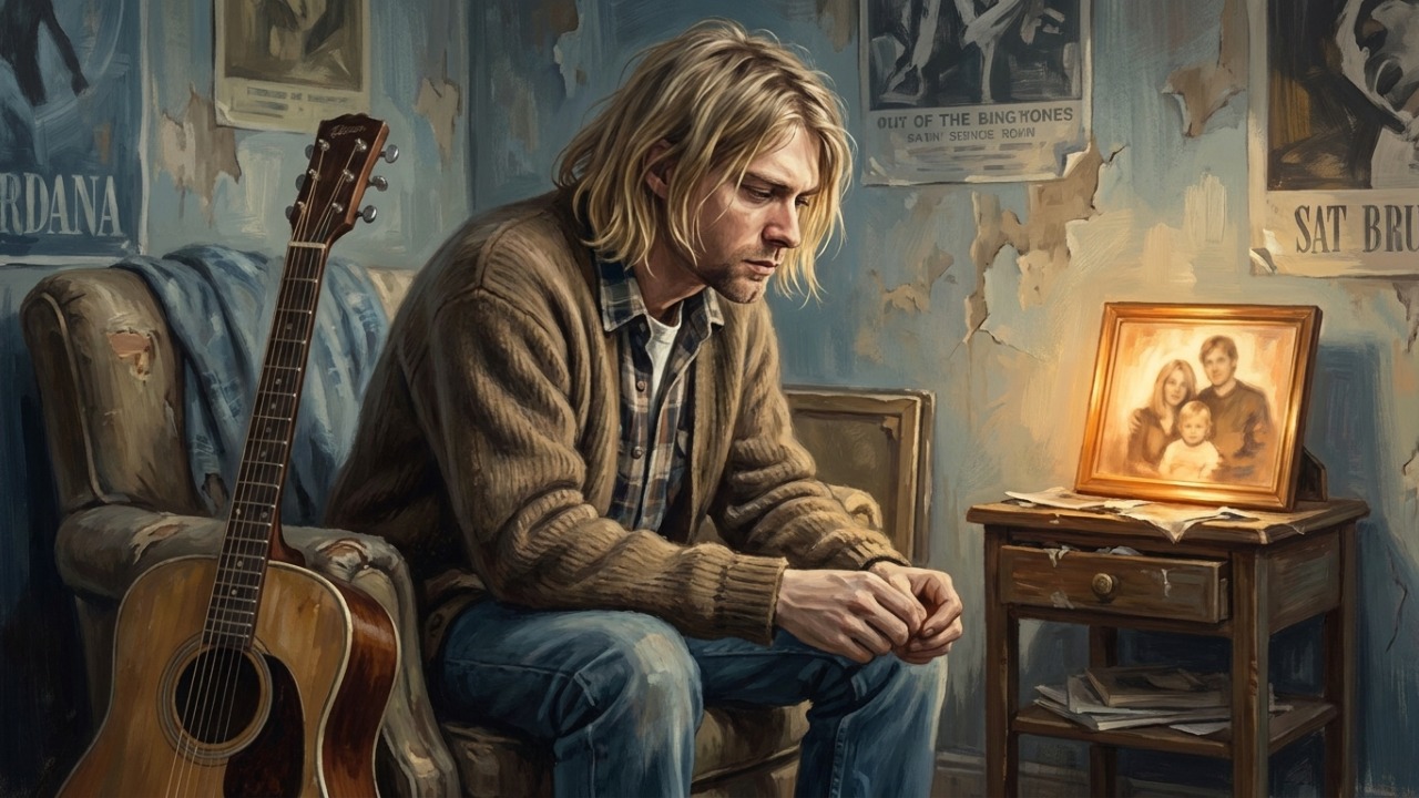 Frase de Kurt Cobain para refletir: “Quando você se casa e tem um filho, descobre uma força que nunca imaginou possuir.” Uma mensagem sobre amadurecimento