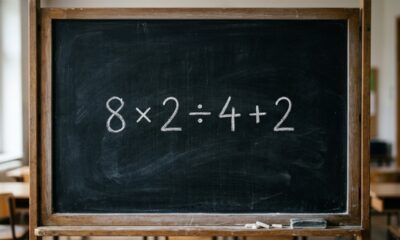 Você consegue descobrir o resultado correto de 8 × 2 ÷ 4 + 2 sem usar calculadora?