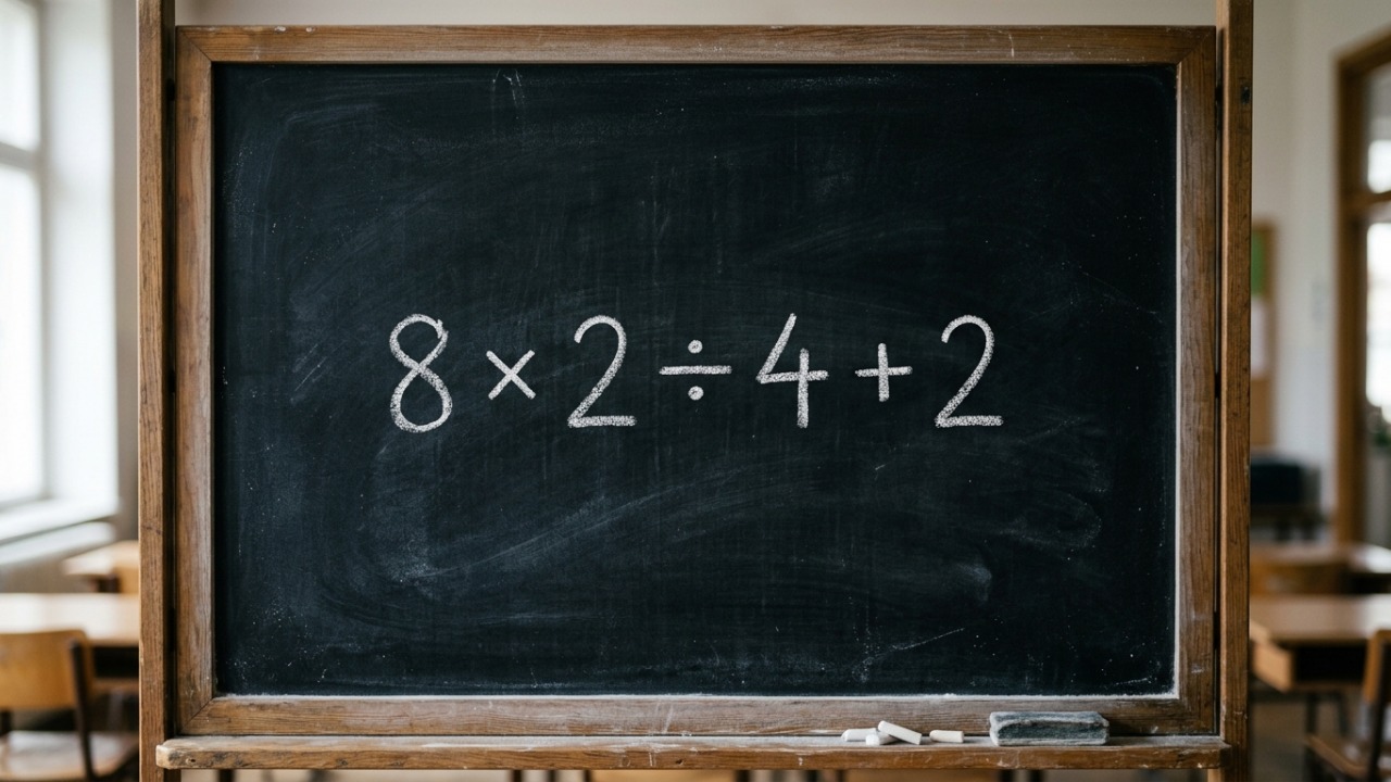 Você consegue descobrir o resultado correto de 8 × 2 ÷ 4 + 2 sem usar calculadora?