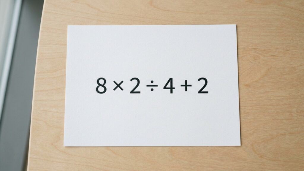 Você consegue descobrir o resultado correto de 8 × 2 ÷ 4 + 2 sem usar calculadora?