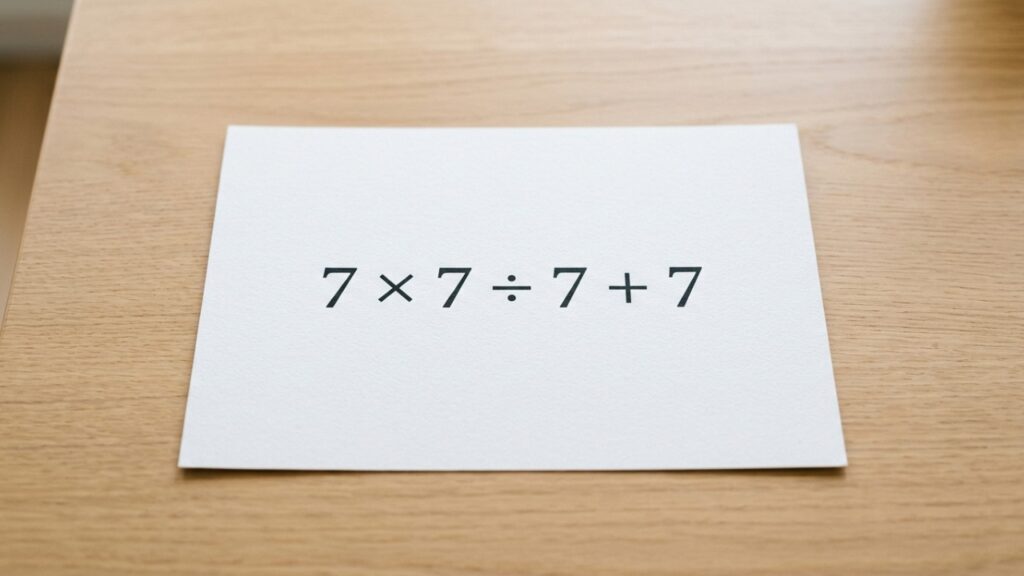 Parece uma conta simples, mas muita gente se confunde: quanto é 7 × 7 ÷ 7 + 7?