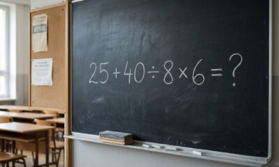 Resolva 25 + 40 ÷ 8 × 6 e prove que sua memória escolar ainda funciona