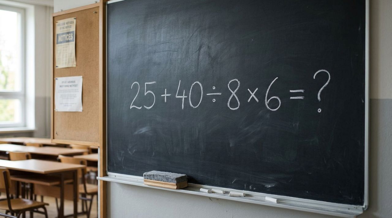 Resolva 25 + 40 ÷ 8 × 6 e prove que sua memória escolar ainda funciona