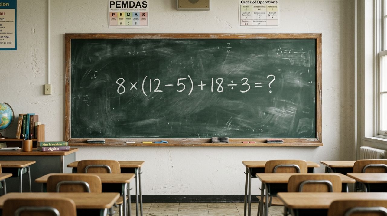 Você consegue resolver 8 × (12 − 5) + 18 ÷ 3 em menos de 30 segundos?
