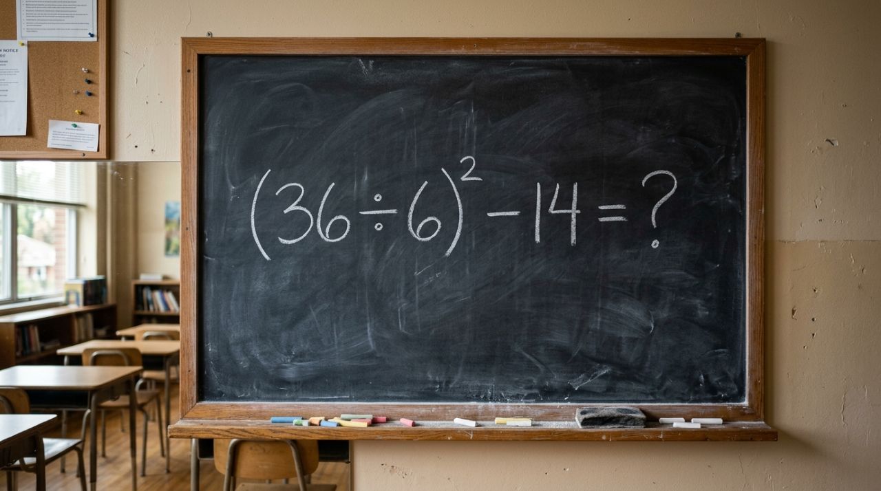 A conta (36 ÷ 6)² − 14 confunde até quem era bom em matemática. Você seria capaz de resolvê-la em 45 segundos?