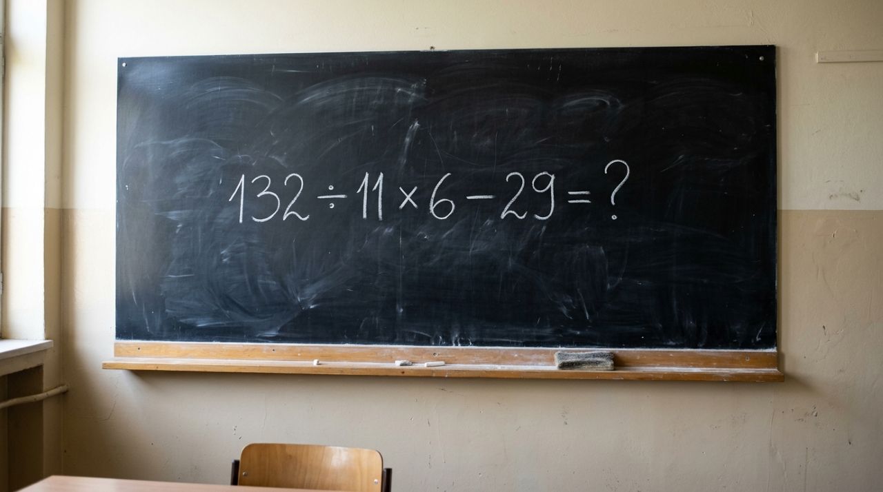 Você consegue resolver 132 ÷ 11 × 6 − 29 mentalmente?