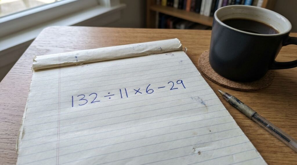 Você consegue resolver 132 ÷ 11 × 6 − 29 mentalmente?