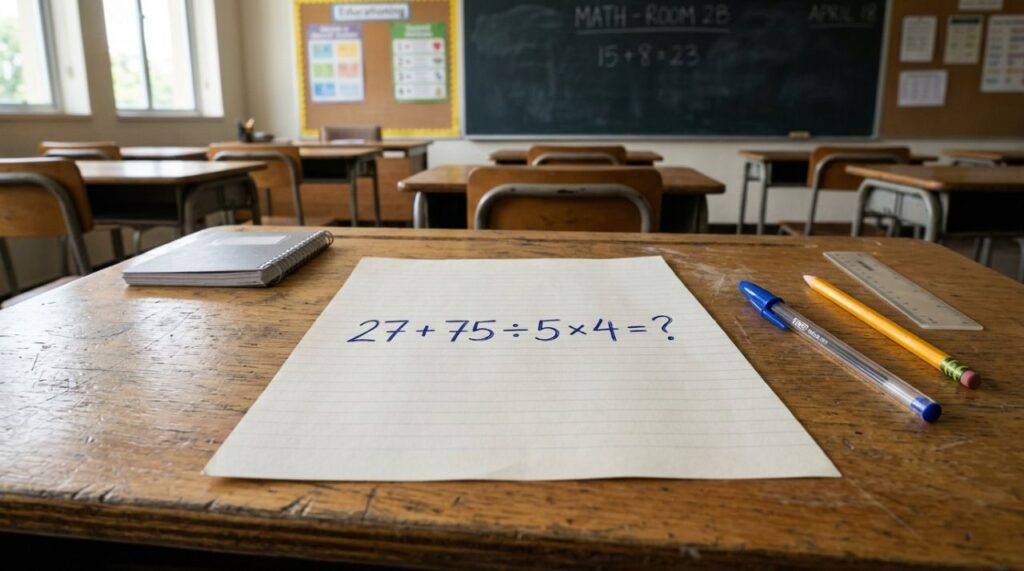 Resolva 27 + 75 ÷ 5 × 4 e prove que sua memória matemática está afiada