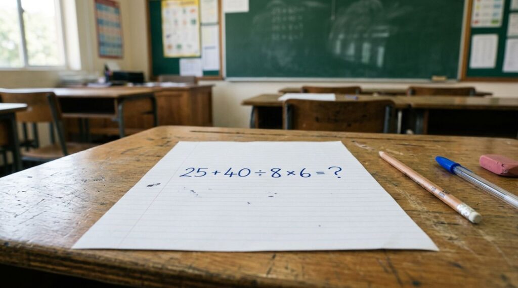 Resolva 25 + 40 ÷ 8 × 6 e prove que sua memória escolar ainda funciona