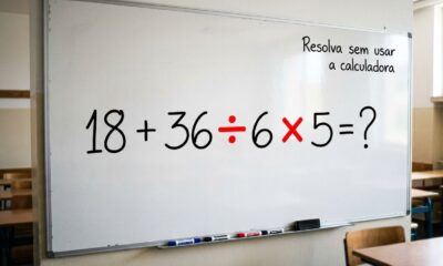 Apenas os mais atentos acertam 18 + 36 ÷ 6 × 5 sem usar calculadora