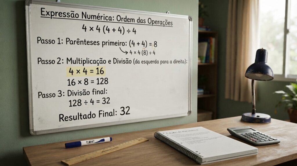 Conta 4x4(4+4)/4 confunde quem esquece a ordem das operações